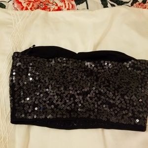 Sequin top, sexy black.